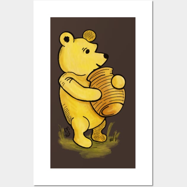 Winnie the Pooh and his jar of hunny Wall Art by Alt World Studios
